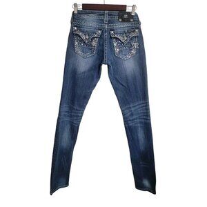 Miss Me Jean Women 27 Blue Skinny Y2K Distress Denim Western Boho Bling Hip Hop